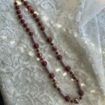 Vintage Japan Red Plastic Floral Beaded Necklace Photo 5
