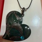 Elegant Green Heart Pendant Necklace w earrings Photo 2