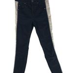 Isabel Marant Etoile Womens Jeans Skinny Raw Hem Tuxedo Stripe Black 34 US 2 Photo 0