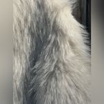 Boston Proper Metallic Faux Fur Shawl Collar Chubby Off White/Silver NWT Photo 12