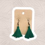 Handmade Tassel Earrings Green Boho USA NEW Cottagecore Light Weight Photo 2