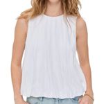 Madewell NWT  Sleeveless Crewneck Bubble Top White Sz XXL Pleated Cotton Blouse Photo 0