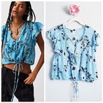 Free People  One Blue Floral Gauze Naya Top Photo 1