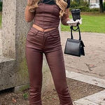 Edikted  Luna Faux Leather Flare Jeans brown small Photo 0