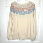 Sugarfox Floral Patchwork Seam Stitch Long Sleeve Casual Sweatshirt Top 1XL Tan Size 1X Photo 4