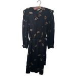 Vintage Argenti Black Silk Midi Dress Polka Dot Long Sleeve Sz 10 Hong Kong Photo 3
