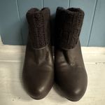 UGG Australia Dandylion Tres Brown Leather Knit Ankle Boots Size 9.5 1008755 EUC Photo 3