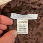 Charlotte Russe Brown & Tan Lightweight Short Sleeve Plunging Tie Neck Button M Photo 6