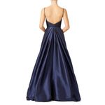 Monique Lhuillier ML Francesca Puff Ball Gown Dress in Navy Blue Size 10 Photo 3