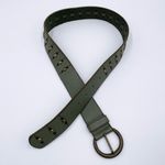 Talbots Vintage Genuine Leather Studded Belt Size XS Army Green Y2K Grunge Punk Photo 9