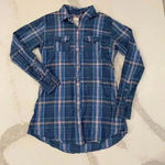 Abercrombie & Fitch Blue Flannel Plaid LongSleeve Shirt Dress Tunic Womens Small Photo 0