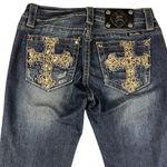 Miss Me Signature Rise Skinny Jeans Dark Wash Gold Cross Pocket JP592652 Size 28 Photo 5