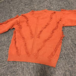 Rock & Roll Cowgirl Rock and Roll Denim Orange Fringe Sweater Photo 0