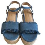 Versona Blue Denim Straw Wedge Sandals Size 6.5 Photo 0