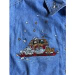 Vintage 90s Noah’s Arc Embroidered Button Down Denim Shirt Size 18 W Blue Photo 1