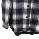 La Miel Plaid Flannel Oversized Shirt Jacket Navy Blue & White Size Small Photo 1