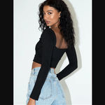 Princess Polly Tilly Black Long Sleeve Crop Top 8 Photo 2