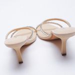 ZARA Nude Rhinestone Open Toe Mule Heels Photo 4