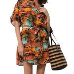 Chufy OASIS SAFARI Orange and Black Tropical Shirt Dress size L Size L Photo 0