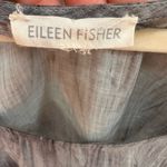 Eileen Fisher Dark Pearl Gray Woodgrain Printed Ramie U-Neck Shell Photo 2