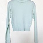 Hollister Crewneck Sheer Pale Green Ribbed Long Sleeve Top Size Medium Photo 0
