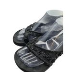 Yellow Box Vintage Y2K Black Beaded Wedge Flip Flop Sandals Women's Size 9 Photo 2