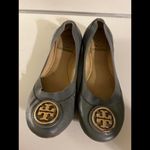 Tory Burch  Gray Leather Flats with Iconic Logo size 6M Photo 5