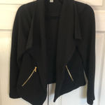 Calvin Klein Black and Gold  Ribbed Flyaway Jacket Size M Photo 0