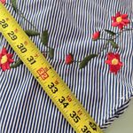 Vasna Blue Striped Embroidered Floral Shirt Dress Size Medium Photo 6