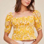 ASTR The Label Mustard Bondi Eyelet Lace Top Size Small Photo 0