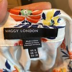 Maggy London White Dress with Floral Accents Amalia Short Sleeve Jersey Size 8 Photo 1