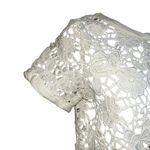 AMBIANCE Cream ‎ Crochet S/S O'Ring Lace Up Back Crop Top EUC Size S Photo 2