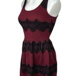 Soprano  Red Maroon  Black Lace Sleeveless Fit Flare Formal Cocktail Mini Dress Photo 1