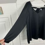 Nine West NWT  Black Bow Back Tie Blouse Size L Photo 5