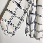 Loft Women's Tops Ruffle Tie-Neck White Blue Windowpane Dress Blouse L Photo 4