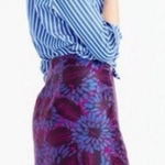 J.Crew Mini Skirt Floral Jacquard Purple Pink Blue Size 4 A-Line Contrast Trim Photo 0
