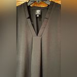 Bobeau Stretch Crepe Pleat Front Curved Hem Black Shirt Dress Size Medium Photo 3