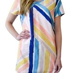 MINKPINK Mara Tee Multicolored Abstract Short Sleeve Mini Dress Pink Blue XS Photo 0