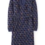 Boden Alicia Goldfinch Dress bird Patterned Dress 8R Blue Size 8 Photo 0