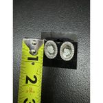 Cameo  Holographic Silver Tone Rhinestone Oval Earrings Regency Retro Preppy Photo 5