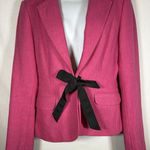 Lilly Pulitzer  Wool Blend Crop Blazer Tie Front Pink Preppy Old Money Small Photo 0
