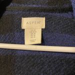 Aspen Blue & Black Plaid Wool Blend Oversized Open Cardigan Blanket Car Coat Size M Photo 2