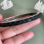 Brighton  black leather and Silver hinged bracelet Photo 2