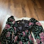 Lulus LULU’S Blissful Garden Black Floral Print Burnout Velvet Babydoll Dress Photo 3