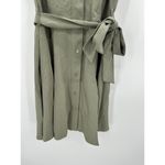DKNY Women Button Front Dress Size 2 Olive Green Belted Sleeveless Career Office Photo 3