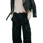 Free People  We the Free Everglades Black Utility Cargo Barrel Slouchy Pants XS Photo 0