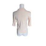 frame denim FRAME - Denim Shrunken Short Sleeve Polo Sweater Nude Pink Sz M Photo 4