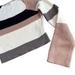 Lane 201 Size M Square Neck Ribbed Knit Sweater Crop Neutral Wide Stripe Fall Photo 4