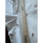Talbots Womens 14 Relaxed Chino Pants White Embroidered Parrots Pockets Beach Photo 9