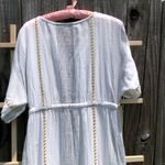 Caribbean Joe  White Embroidered Gold threads Swim Coverup OS Photo 8